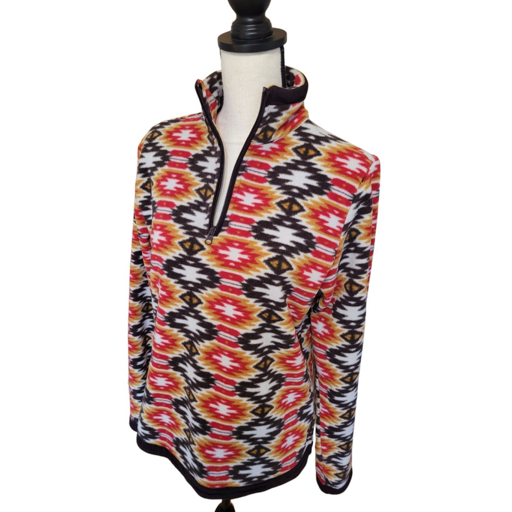 Outback Trading Company Southwestern Print Quarter Zip Bella Henley Pullover MD - Picture 6 of 11